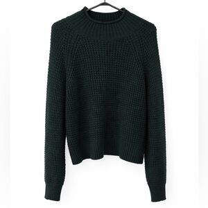 American Eagle Outfitters Dark Green Textured Knit Turtleneck Sweater